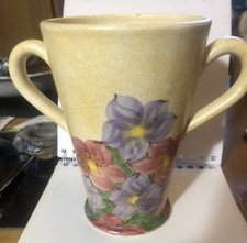 1930s hand-painted pottery 2 handled vase Edward Radford signed 16.7cm Height