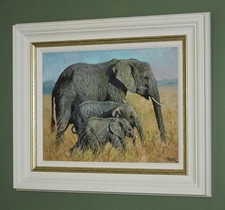 TONY FORREST Limited Edition CanvasBoard Print Elephants 'Family Outing' + COA