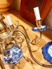 Delft 6 Light chandelier: Blue