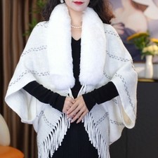 Thick Faux Fur Collar Shawl Tassel Loose Shawl  for Evening Dresses Wedding