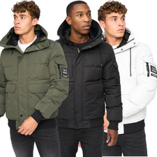 Mens Crosshatch Milwaka Padded Puffer Bomber Hooded Full Zip Jacket