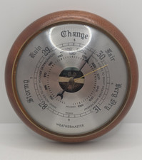 Vintage Weathermaster Barometer Wood Base British Made 6.5" 16.5cm Rare VGC