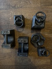 Vintage Cast Iron Weights x6 – Avery & GPO – 7lb 2kg Ring Handles – Industrial