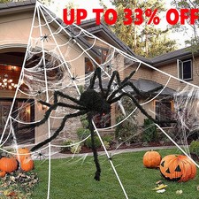 16FT Halloween Decoration Giant Spider Web Party Props Decor Outdoor Fancy Dress
