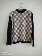 AQUASCUTUMM NOVA CHECK MERINO WOOL CREW NECK SIZE SMALL