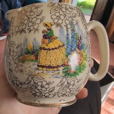 Vintage Sadler Large MILK JUG Lady in Summer Garden Never Used