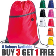 Premium Zipper Drawstring School Bag Sports Gym Sack Swim PE Kit Boot Bag Lot