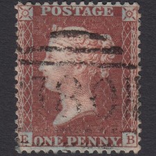 P32_28 GB QV 1856 1d PLUM PLATE 26 SG31-C8(3) EB FU TAVISTOCK 780 WELL CENTRED