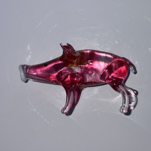 Handmade pink glass pig - handmade,