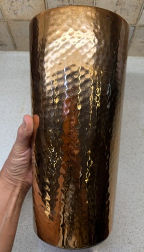 Large hammered gold metal vase - hammered,
