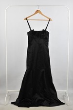 Coast Women's Occasion Dress UK Size 12 Black Satin A-Line Bridesmaid Maxi