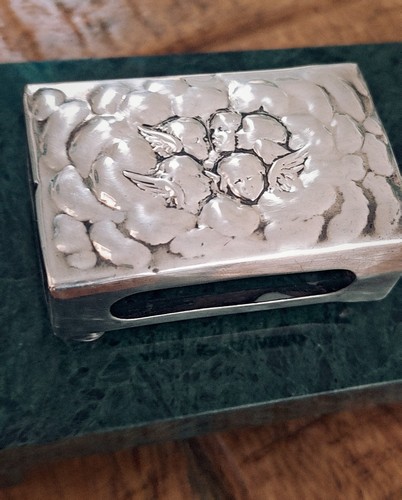 Solid silver matchbox - matchbox, cover