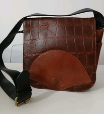 Rowallan Women's Leather Shoulder Bag Chestnut Brown Crocodile Finish Handbag