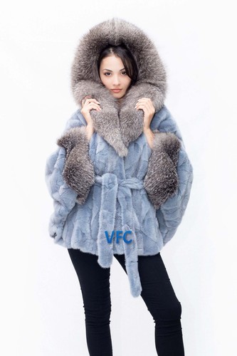 Baby blue mink fur cape - baby,