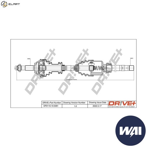 Drive shaft dp2110 0281 for - shaft, dp2110.10.0281