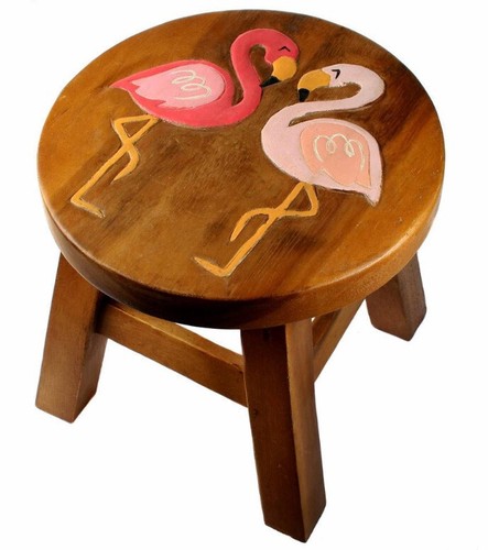 Childs stool flamingo wooden - childs,