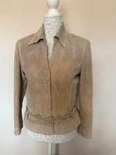 luisa spagnoli  perforated suede leather  jacket small UK 8 EUR 36 IT 42