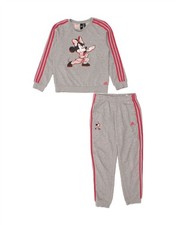 ADIDAS Girls Mickey Mouse Graphic Full Tracksuit 11-12 Years Grey Cotton AT04