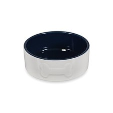 Petface Bone Ceramic Dog and Puppys Bowl Strong Weighted Bowl (Cream/Navy)
