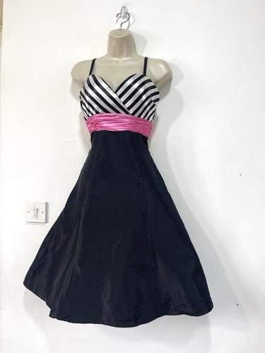 Black white stripe - dress, sash