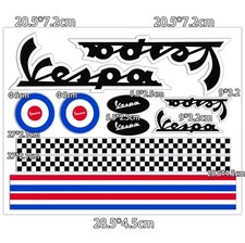 Piaggio Vespa Scooter Helmet Decal Sticker Retro Mod GTS Lx GT Black