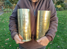 Pair Of WW1 Heavy  Brass 4.7 Inch Navel Trench Art - German Submarine Sunk