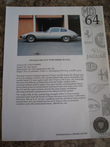 1973 jaguar v12 type series - e,