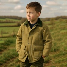 Kids Derby Light Tweed Teflon-Coated Hunting Shooting Jacket – Boys Outdoor Coat