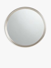 John Lewis Ribbed Round Wall Mirror, Silver, 90cm