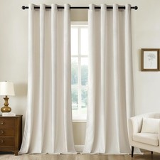 Woaboy White Velvet Curtains 90-Drop Thermal Blackout Eyelet Pair