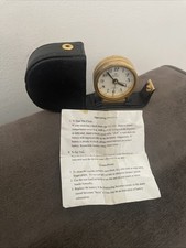 1970’s Small Sewills Quartz Fold Away Travel Alarm Clock in Black Leather Case