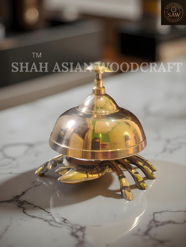 Antique brass crab desk bell - brass,
