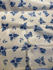 VINTAGE SWAFFER GLAZED COTTON TIVERTON BLUE BUTTERFLY FABRIC 140cm W x1.07m L 