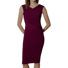 Karen Millen Purple Viscose Bandage Knit Midi Woman Dress Size 12