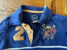 Joules Boys Rugby Shirt 3Y 98cm Navy Striped Long Sleeve Polo Top Good Condition