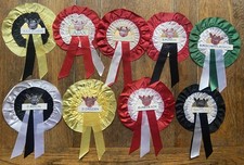 Nine OVERSEAS FOOTBALL CLUB ‘Good Luck' ROSETTES. 22cm x 16cm. All Mint.