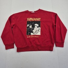 WHAM! Sweatshirt Small 8 10 Red Women's Christmas Graphic Pullover PRIMARK