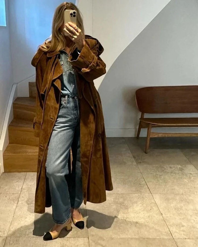 Women brown handmade trench - handmade,