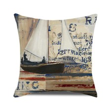 Sea Ocean Sailboat Nautical Coastal Throw Pillow Covers Vintage Map Cushion Case