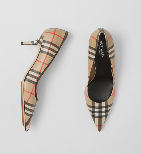 Burberry check pumps beige - check,