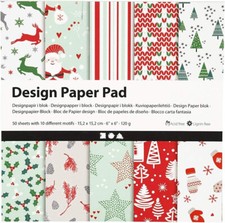 50 Sheets Christmas Paper Printed 10 Designs for Cardmaking Craft Scrapbooking