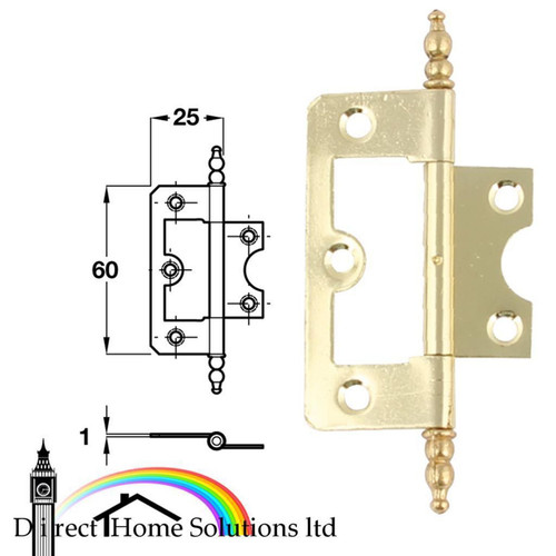 Pair finial flush - of, hinges