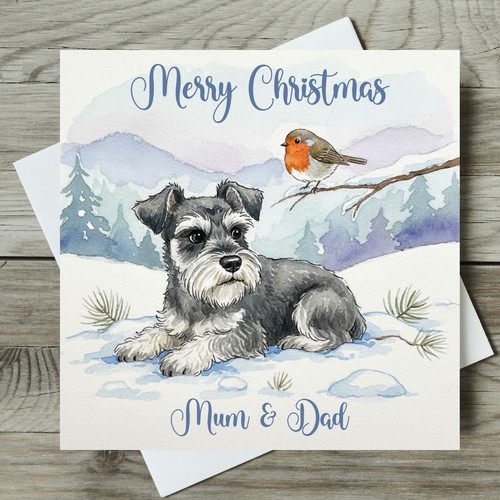 Schnauzer christmas card - schnauzer,
