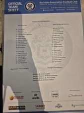 Rochdale vs Man Manchester United Utd 2025/26 National League Trophy Teamsheet