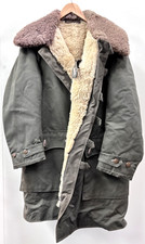 Swedish Army WWⅡ Field Coat Sheepskin Lining and Green/Khaki Canvas Outer Shell