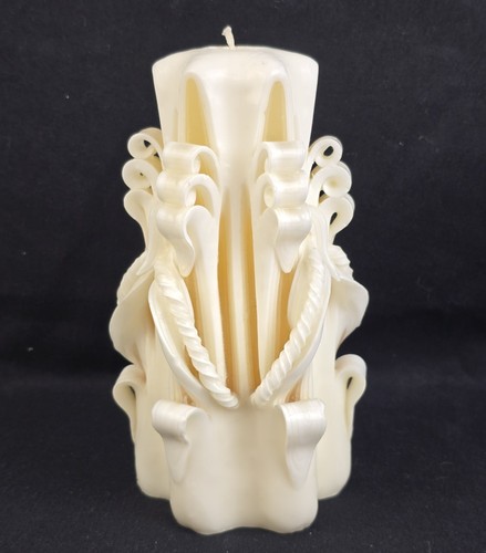 Hand carved wax pillar candle - hand,