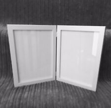 8”x 6” White Twin 2 Picture Vertical Double Hinged Folding Photo Frame Gift  8x6
