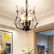 Vintage Clear Crystal Chandeliers Dinning Room Ceiling Pendant Lighting Fixture