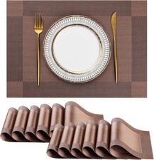 HGMO Placemats Set of 12 Washable Indoor/Outdoor Vinyl Place Mats for Dining Tab