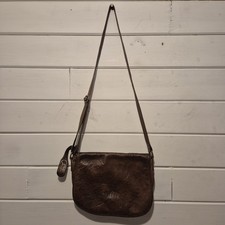 CATH KIDSTON TAN BROWN LEATHER CROSSBODY MESSENGER COWBOY BAG WITH ROSE DESIGN! 